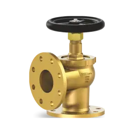 Фото товара клапан запорный фланцевый угловой короткий с завинчивающейся защищенной крышкой DN 80 PN 16 вид спереди