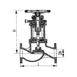 Фото товара клапан запорный фланцевый проходной сильфонный DN 50 вид спереди