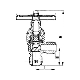 Фото товара клапан запорный штуцерный угловой DN 25 вид спереди