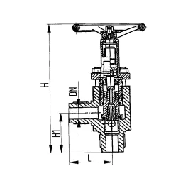 Фото товара клапан запорный штуцерный угловой для высоких давлений DN 20 вид спереди