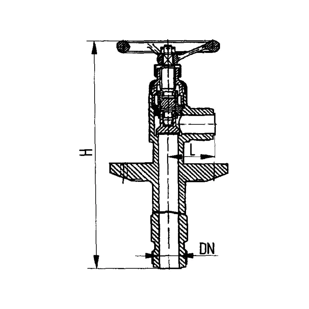 клапан запорный штуцерный с бортовым фланцем угловой DN 20