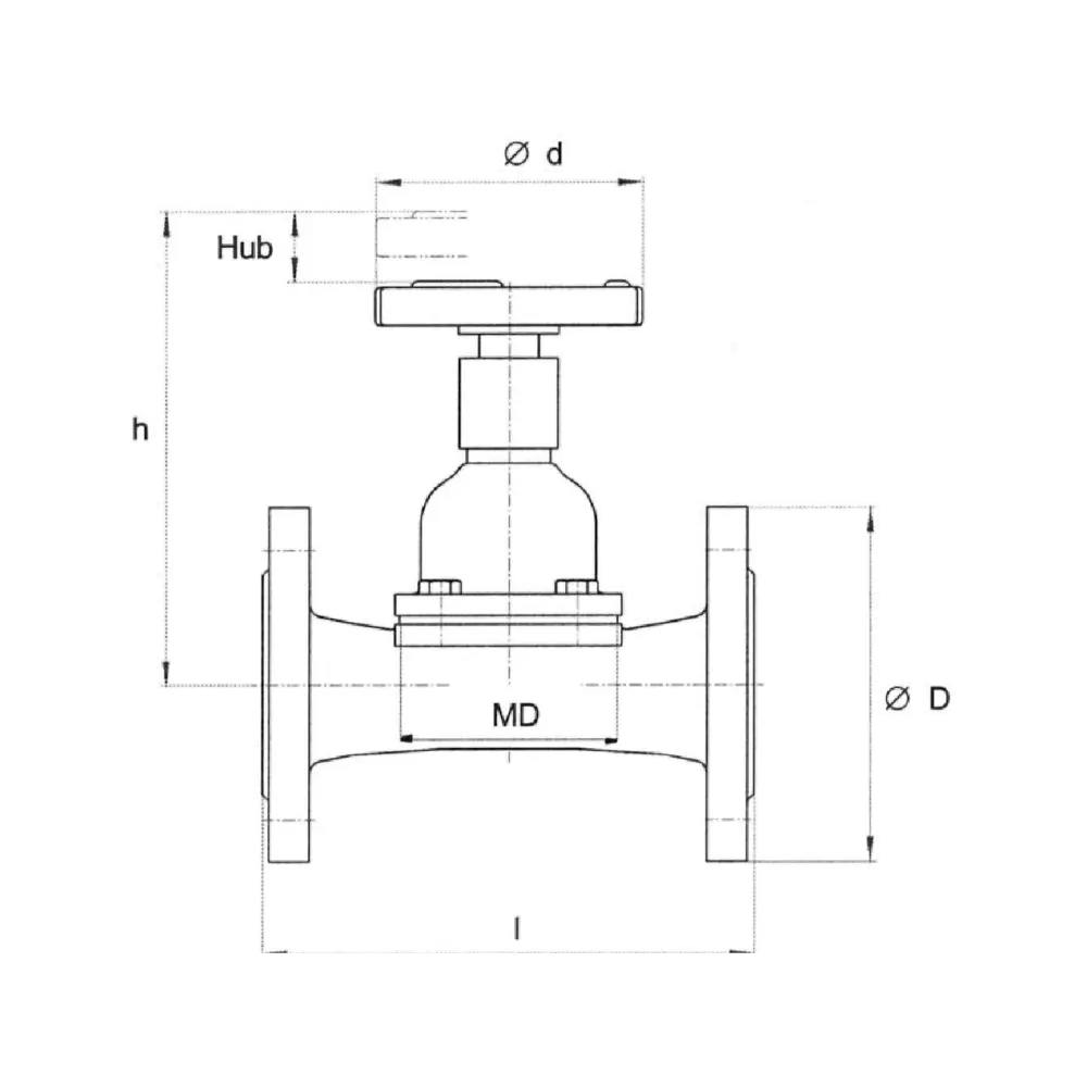 клапан мембранный проходной судовой DN 65 PN 10