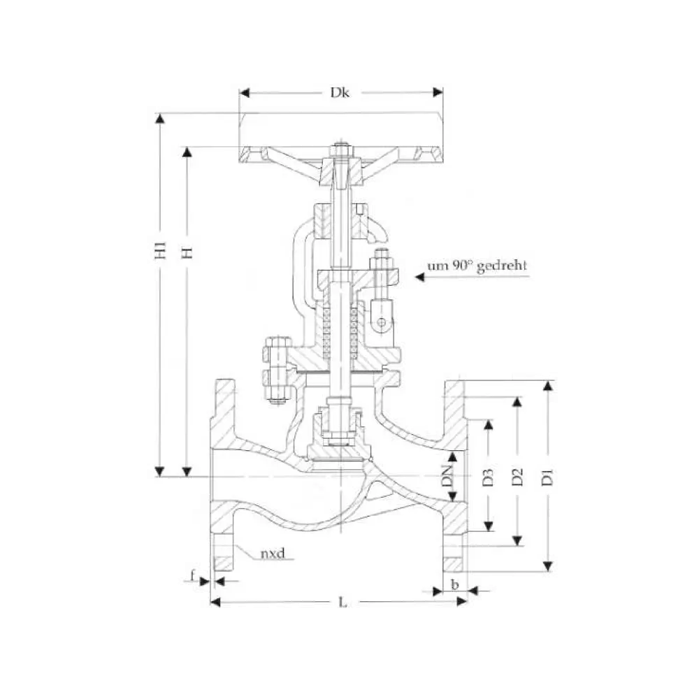 клапан запорный фланцевый проходной судовой DN 150 PN 40