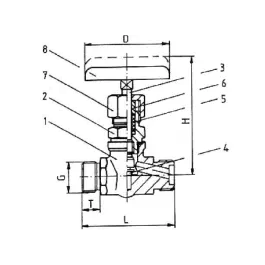 Фото товара клапан высокого давления запорный штуцерный проходной с металлическим седлом DN 5 PN 16 вид спереди
