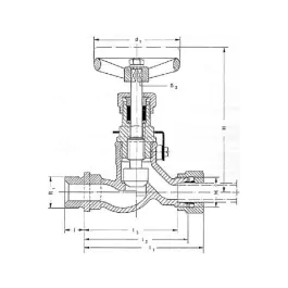 Фото товара клапан запорный штуцерный проходной впуск внешняя резьба в соответствие с ISO 228/1 DN 06x10 PN 40 вид спереди