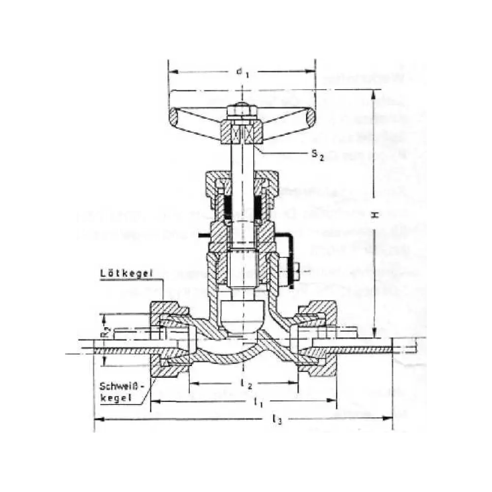 клапан запорный штуцерный проходной DN 20x25 PN 40