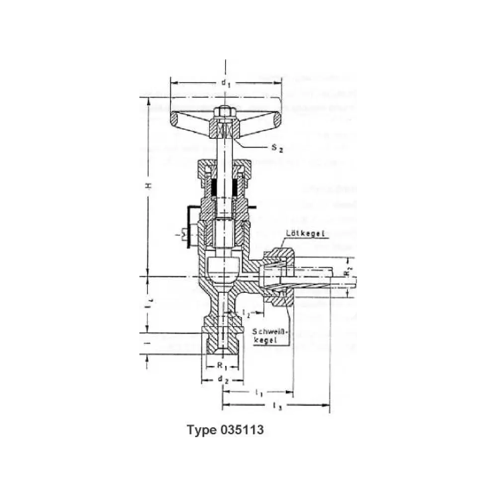 клапан штуцерный угловой со штуцером под пайку из бронзы и латуни DN 06x10 PN 40