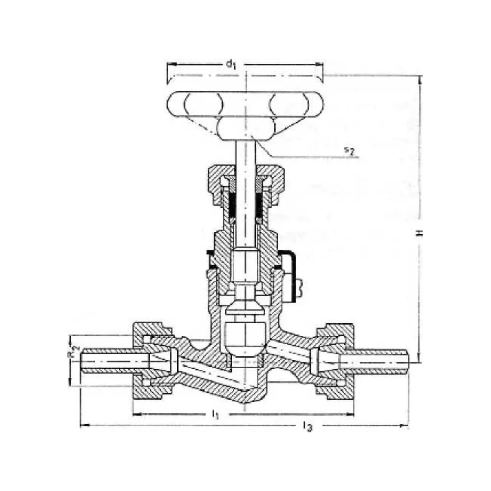 клапан запорный впуск и выпуск со штуцером под сварку DN 32x38 PN 40