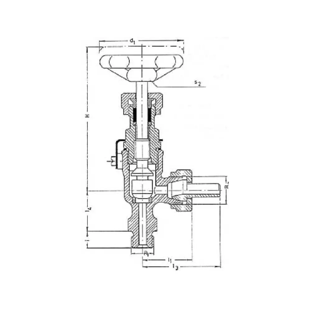 клапан запорный штуцерный угловой из стали DIN 86551 form DS DN 08x12 PN 40