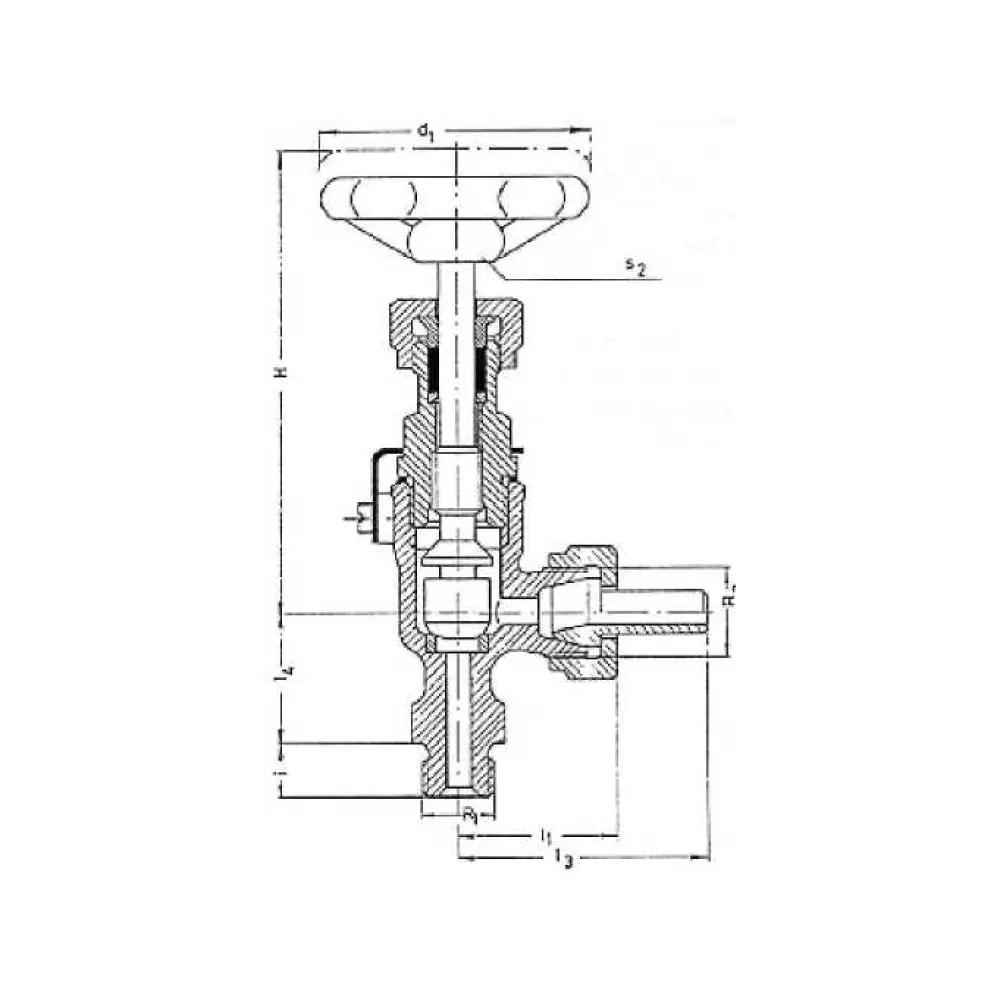 клапан запорный штуцерный угловой из стали DIN 86551 form DS DN 12x16 PN 40