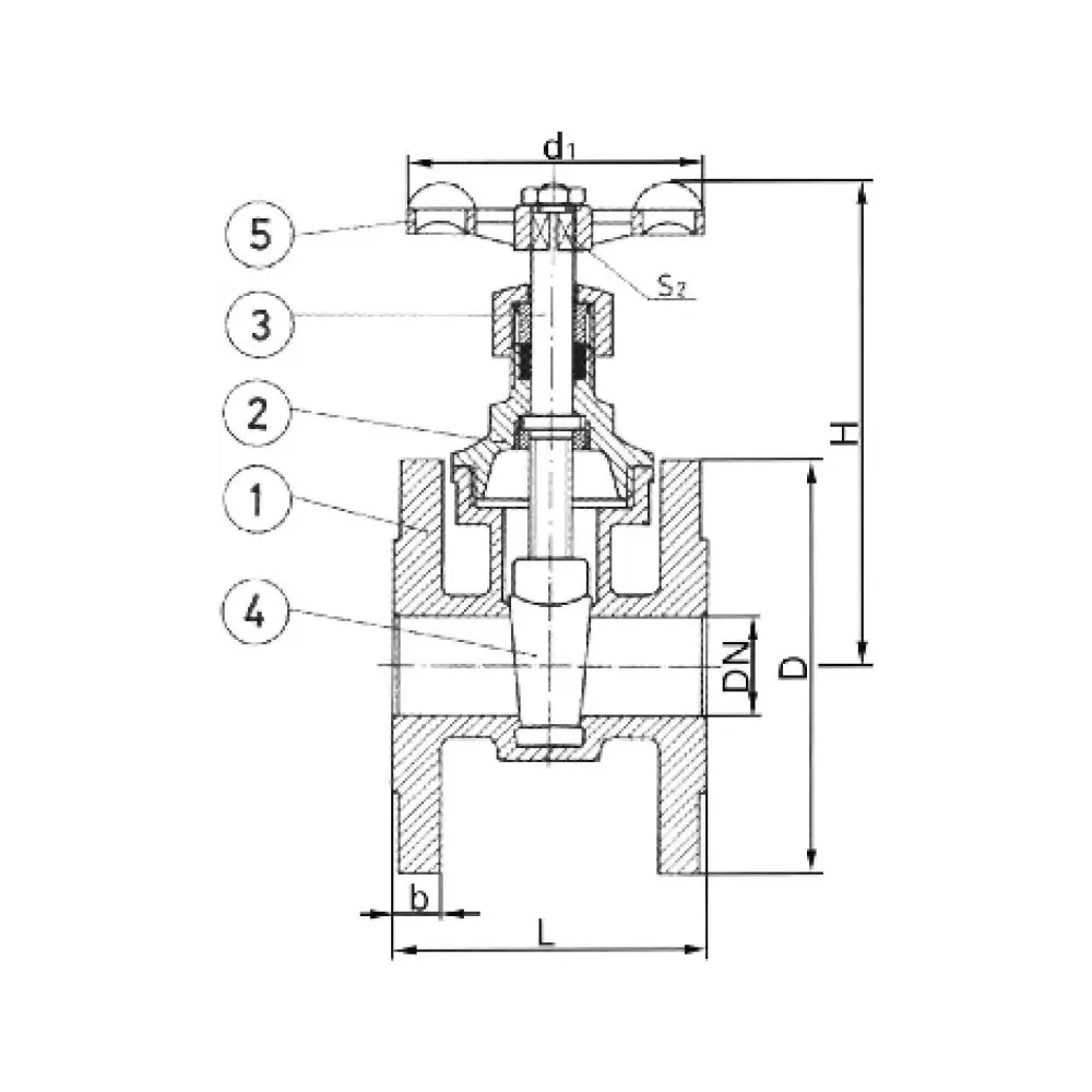 задвижка клинкетная фланцевая с клином из бронзы RG 5 DN 25 PN 16