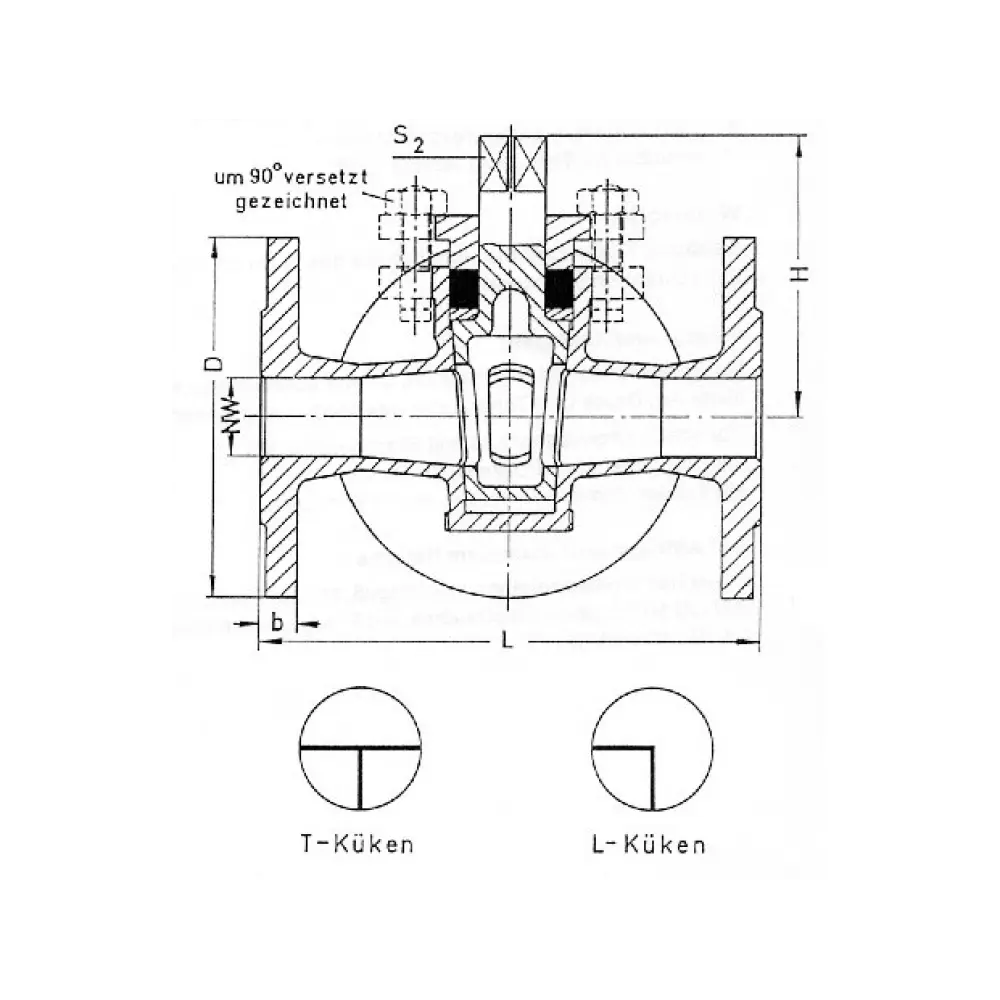 пробка фланцевая 3-х ходовая DN 100 PN 10