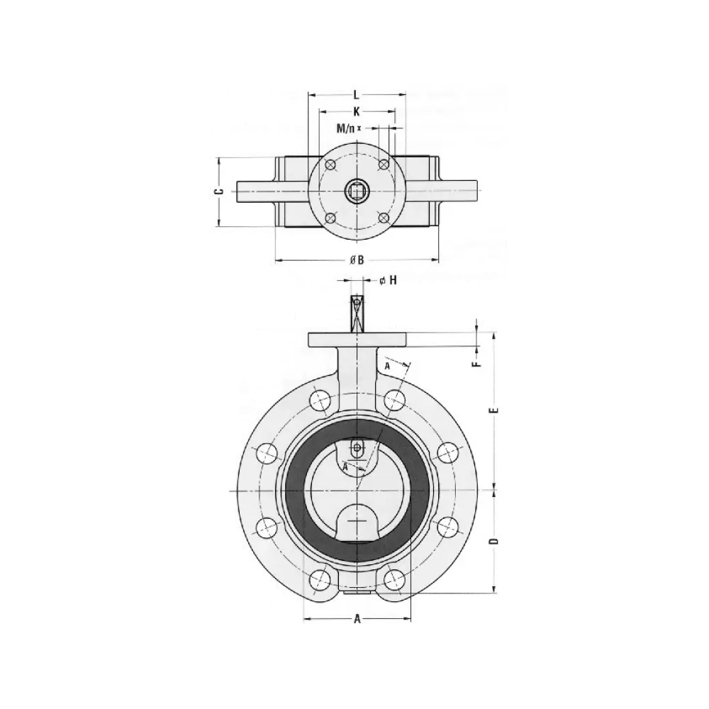 затвор дисковый однофланцевый с редуктором DN 250 PN 10