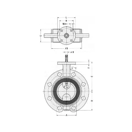 Фото товара затвор дисковый однофланцевый с редуктором DN 350 PN 16 вид спереди