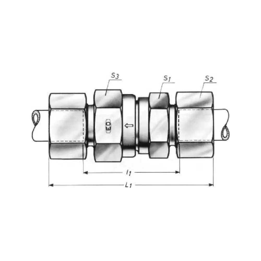 клапан невозвратный штуцерный из нержавеющей стали с обжимным кольцом легкая серия DN/RA 16x18L PN 160