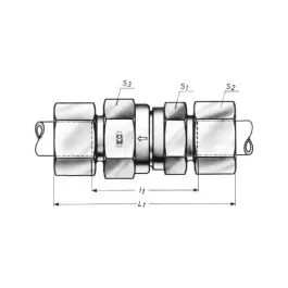 Фото товара клапан невозвратный штуцерный из латуни с обжимным кольцом легкая серия DN/RA 06x08L PN 250 вид спереди