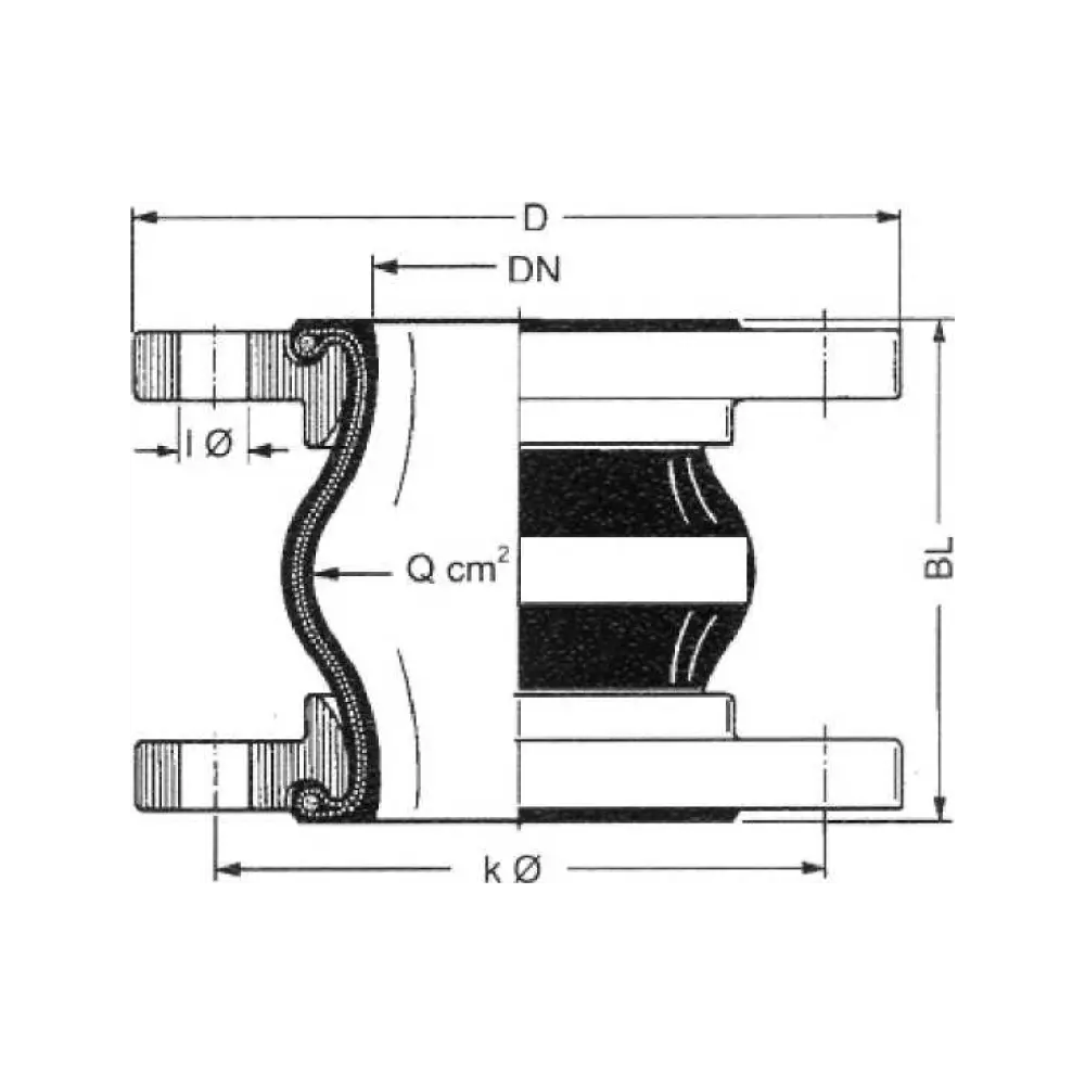 компенсатор фланцевый резиновый гибкая вставка из нитрилбутила DN 80 PN 10