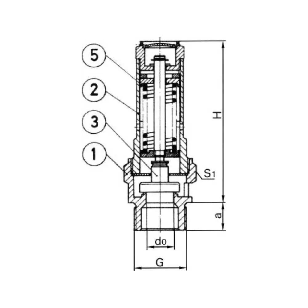 клапан предохранительный сигнальный с наружной резьбой по ISO 228