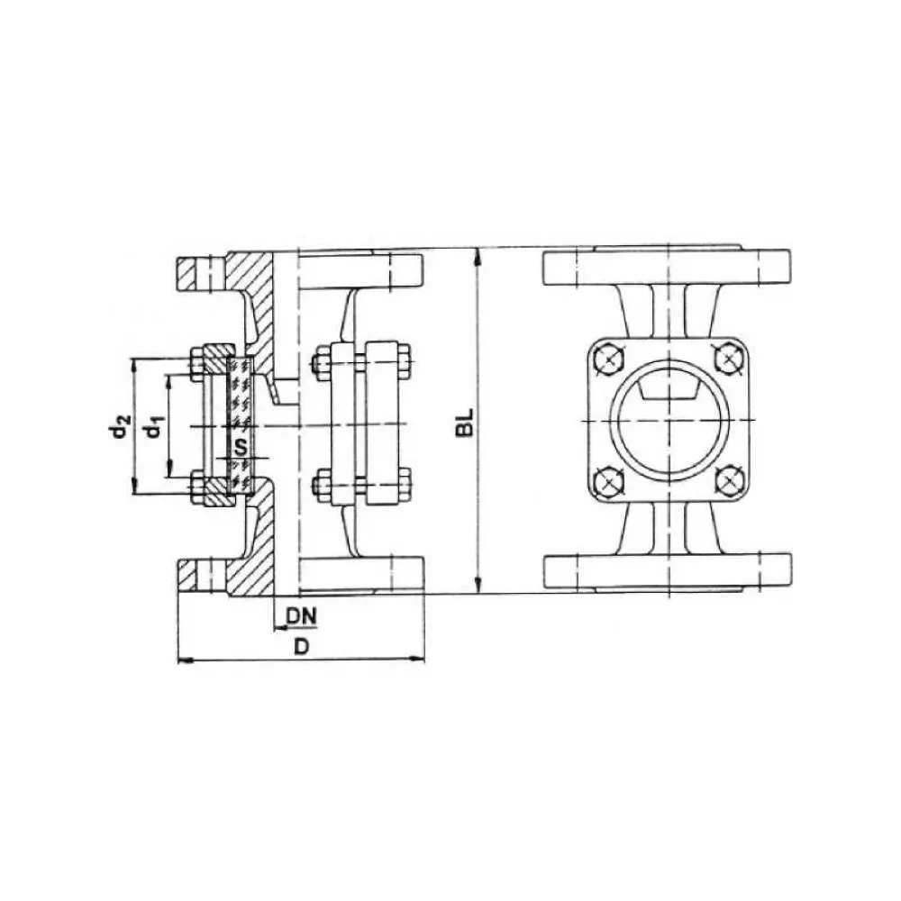 стекло смотровое фланцевое стандартное DN 200 PN 16