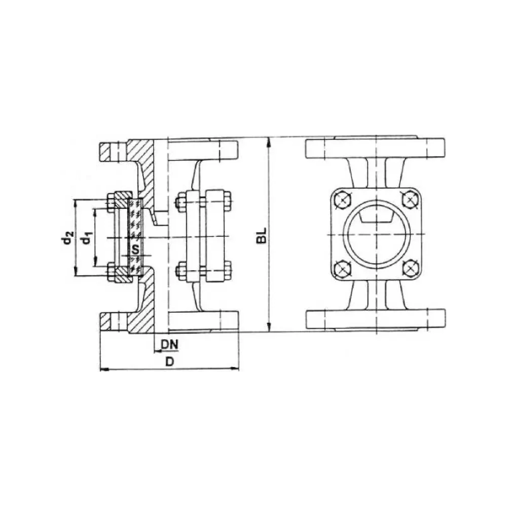 стекло смотровое фланцевое боросиликатное DN 100 PN 16