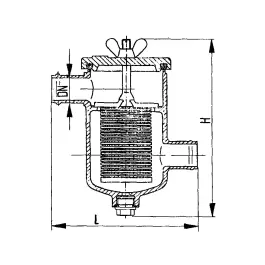 Фото товара фильтр забортной воды масла и топлива сетчатый с присоединением под дюрит проходной DN 20 PN 4 вид спереди