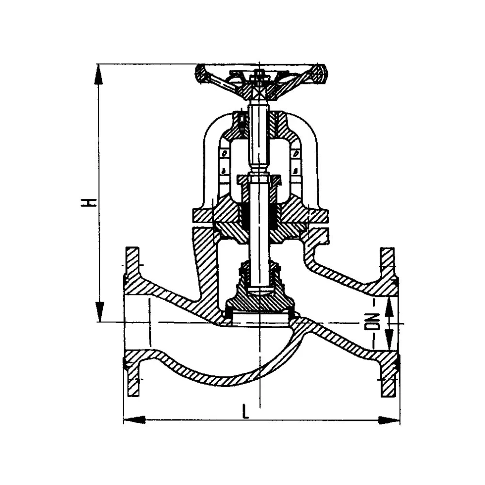 клапан запорный фланцевый проходной сальниковый DN 125 PN 10