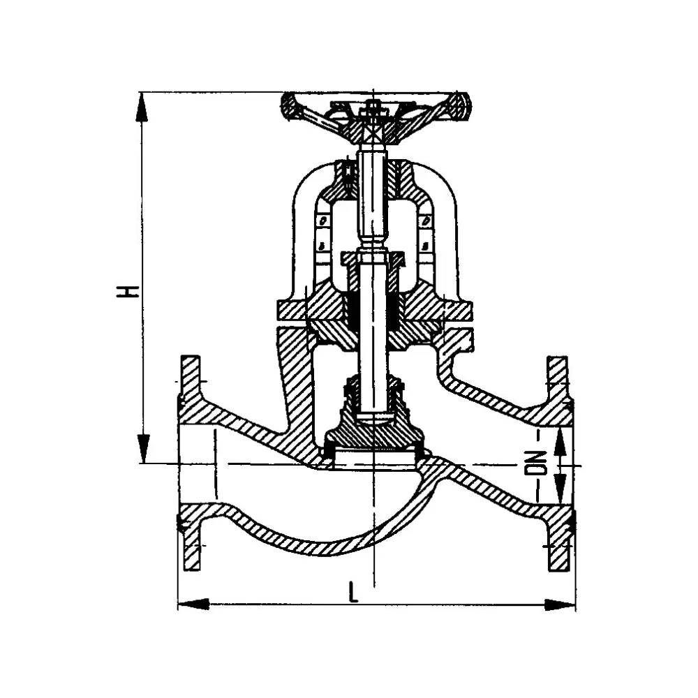 клапан запорный фланцевый проходной сальниковый DN 70 PN 25