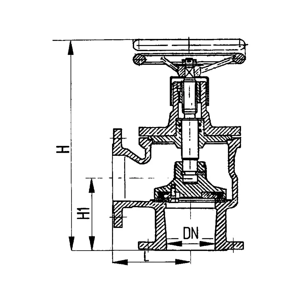 клапан запорный фланцевый угловой DN 65 PN 40