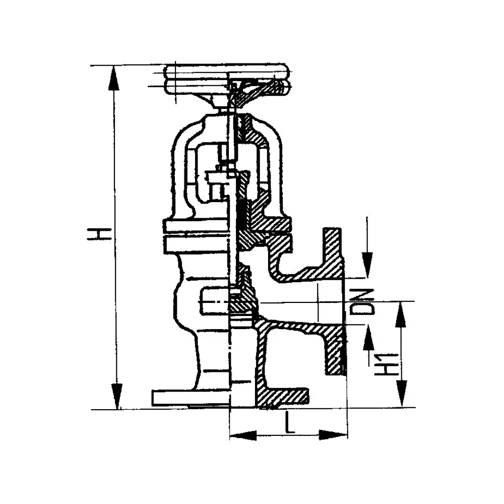клапан запорный фланцевый угловой сальниковый DN 80 PN 25