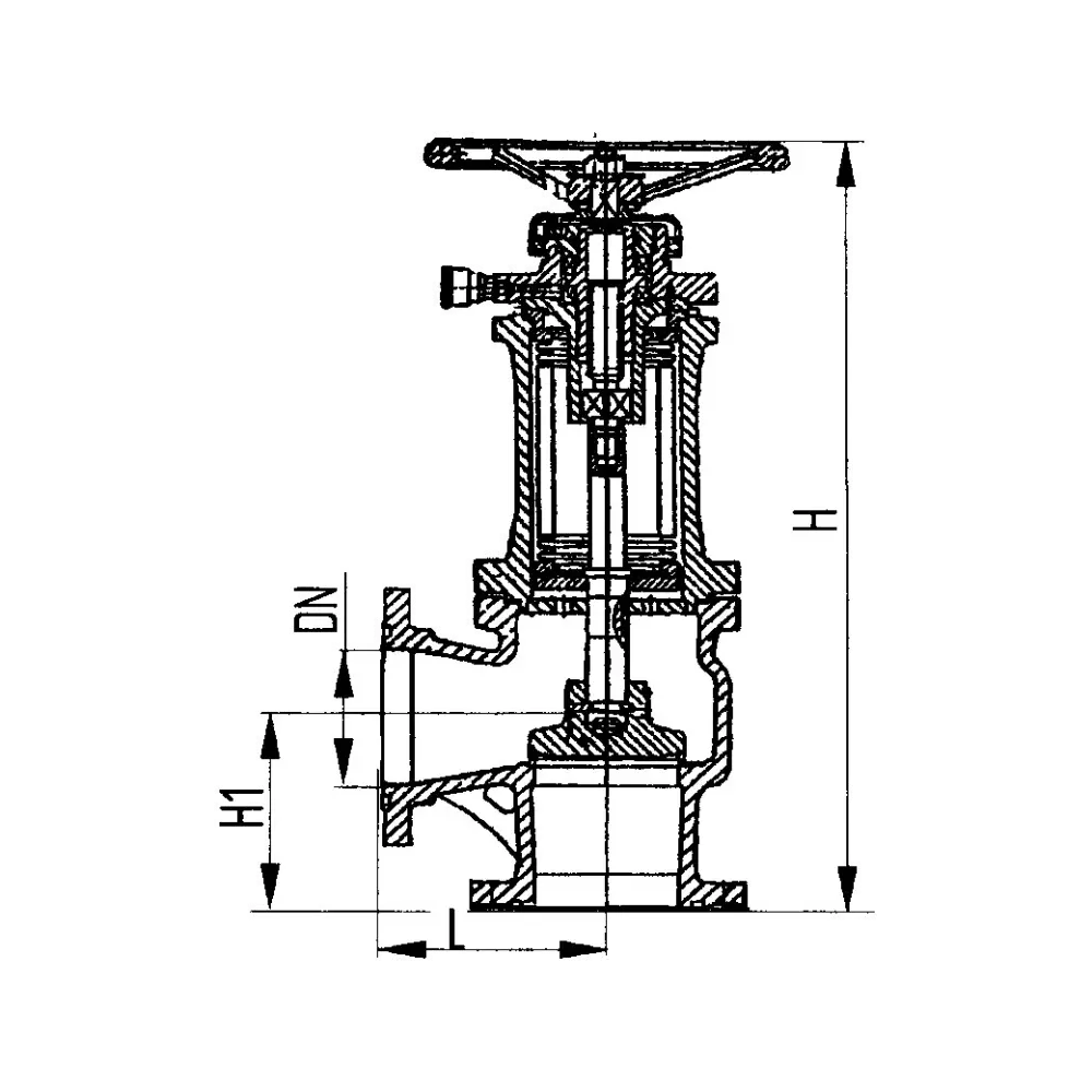 клапан запорный фланцевый угловой сильфонный DN 150 PN 30