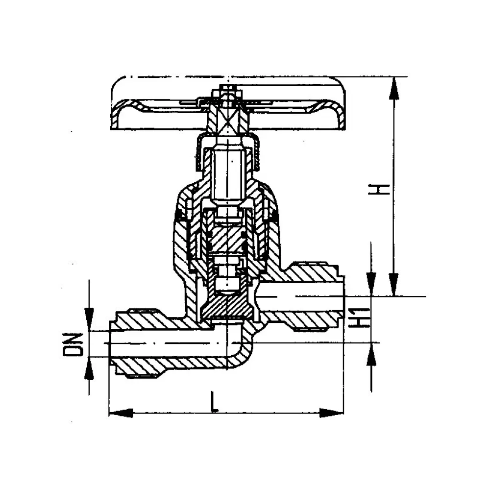 клапан запорный штуцерный проходной DN 10 PN 16