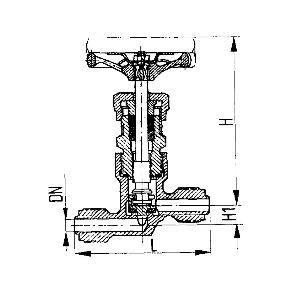 клапан запорный штуцерный проходной сальниковый DN 20 PN 40