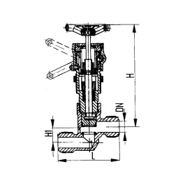 Фото товара клапан быстрозапорный штуцерный проходной с тросиковым приводом DN 20 PN 6 вид спереди