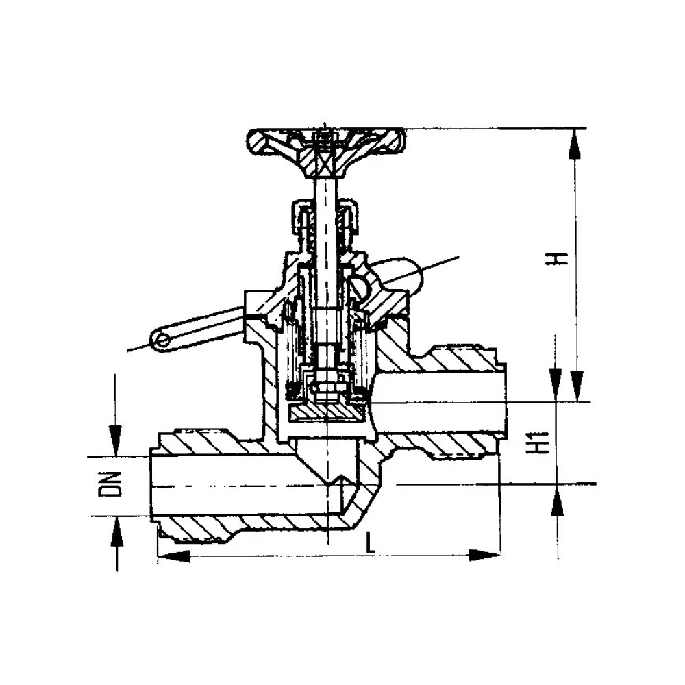 клапан быстрозапорный штуцерный проходной с тросиковым приводом DN 20 PN 6