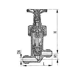Фото товара клапан запорный штуцерный проходной бессальниковый с герметизацией DN 10 PN 63 вид спереди