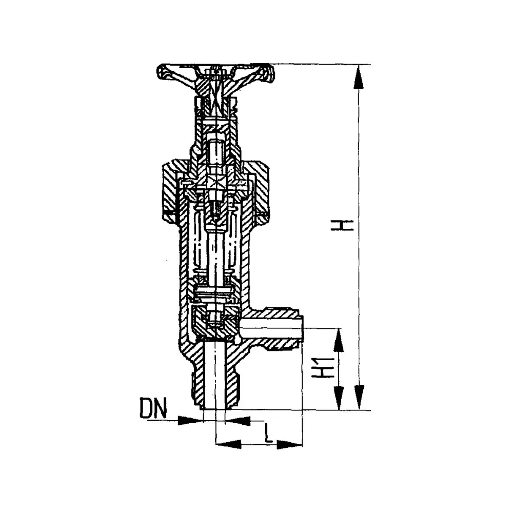 клапан запорный штуцерный угловой бессальниковый с герметизацией DN 32 PN 30