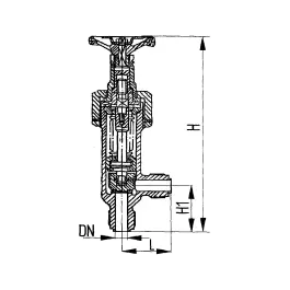 Фото товара клапан запорный штуцерный угловой бессальниковый с герметизацией DN 10 PN 10 вид спереди