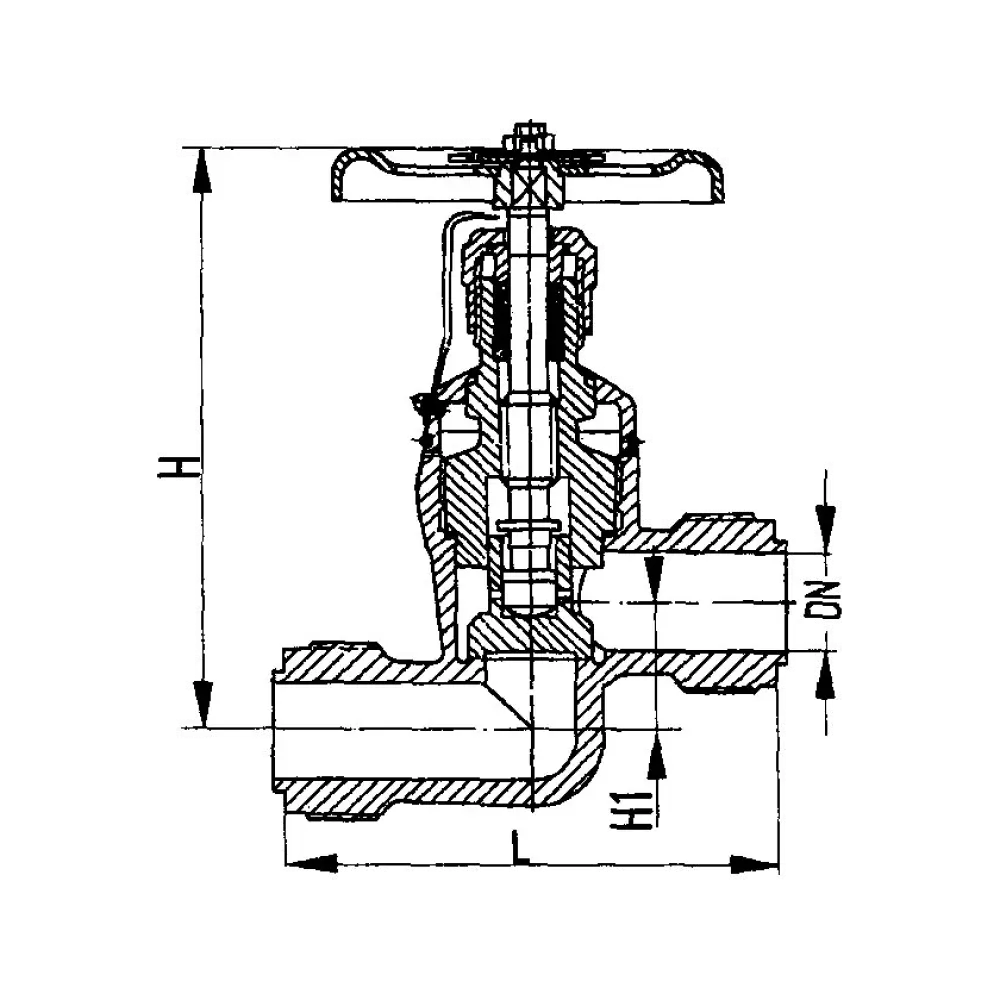 клапан невозвратно-запорный штуцерный проходной сальниковый DN 10 PN 25