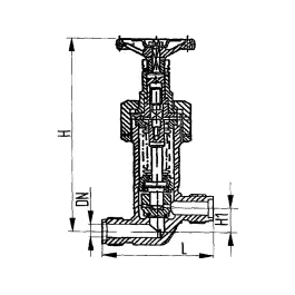 Фото товара клапан невозвратно-запорный штуцерный проходной бессальниковый с герметизацией DN 32 PN 16 вид спереди