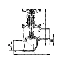 Фото товара клапан невозвратно-запорный с присоединением под дюрит проходной сальниковый DN 50 PN 6 вид спереди