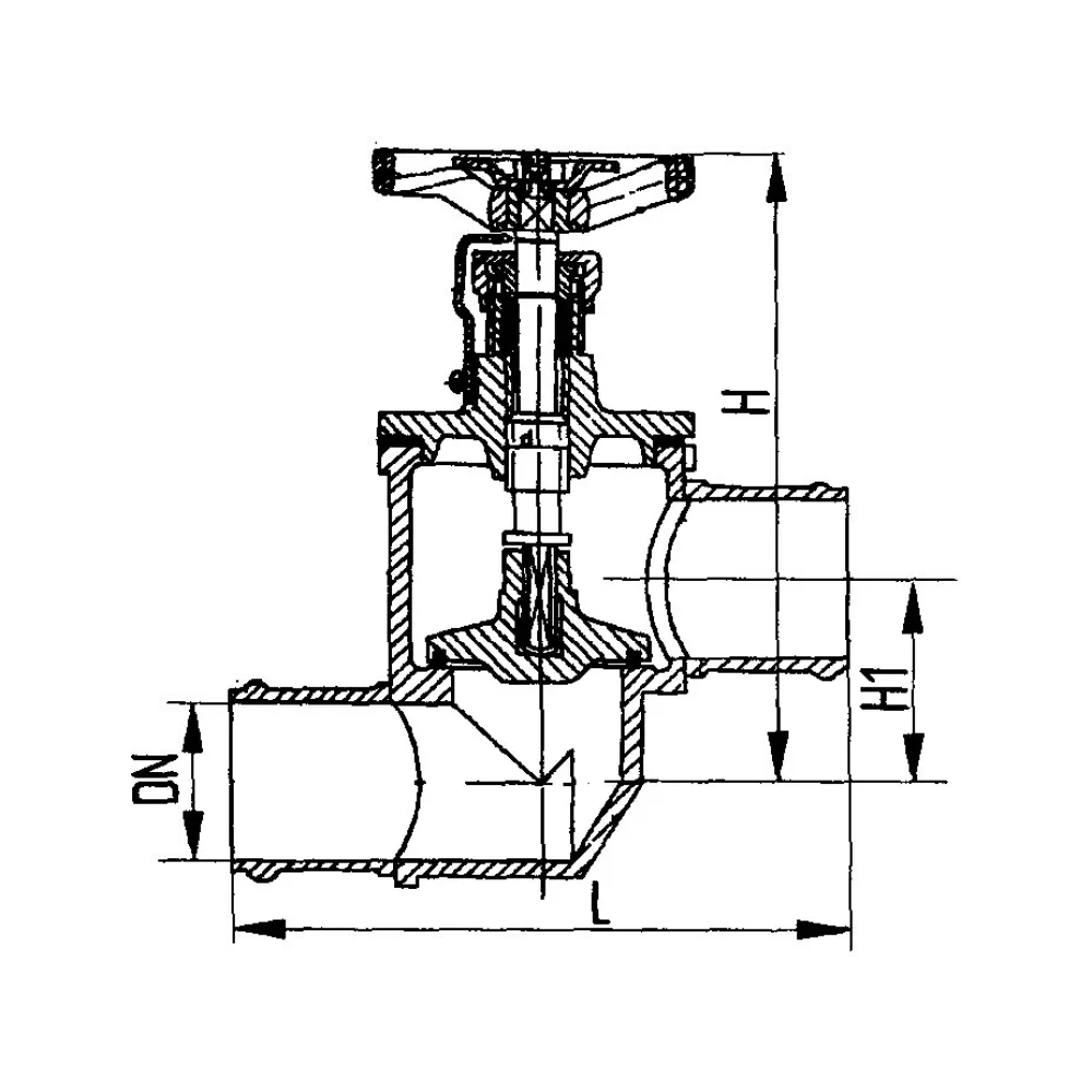 клапан невозвратно-запорный с присоединением под дюрит проходной сальниковый DN 50 PN 6