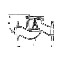 Фото товара клапан невозвратный фланцевый проходной с уплотнением запорного органа металл по металлу DN 65 PN 10 вид спереди