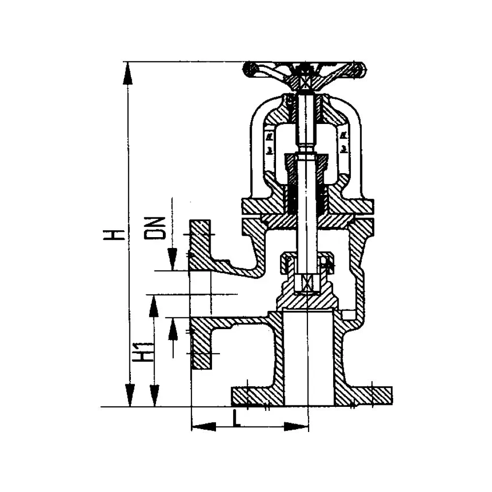клапан невозвратно-управляемый фланцевый угловой сальниковый DN 125 PN 40