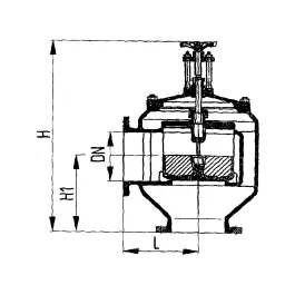 Фото товара клапан невозвратно-управляемый фланцевый угловой DN 70 PN 1 вид спереди