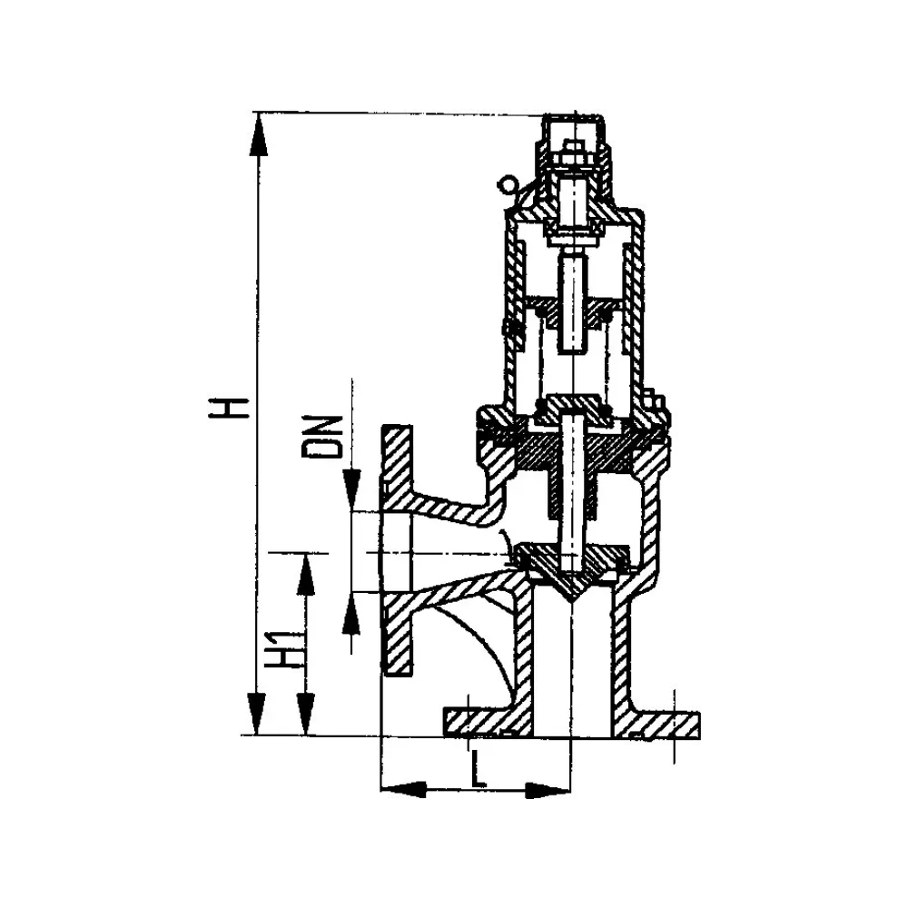 клапан предохранительный фланцевый угловой DN 50 PN 2