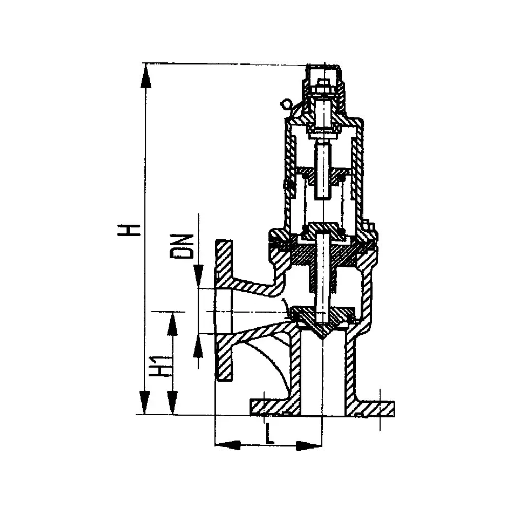 клапан предохранительный фланцевый угловой DN 80 PN 4