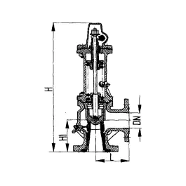 Фото товара клапан предохранительный фланцевый угловой с принудительным подрывом DN 32 PN 4 вид спереди