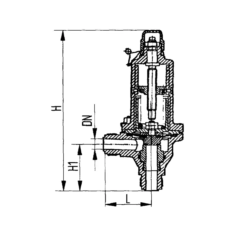 клапан предохранительный штуцерный угловой мембранный DN 20 PN 13
