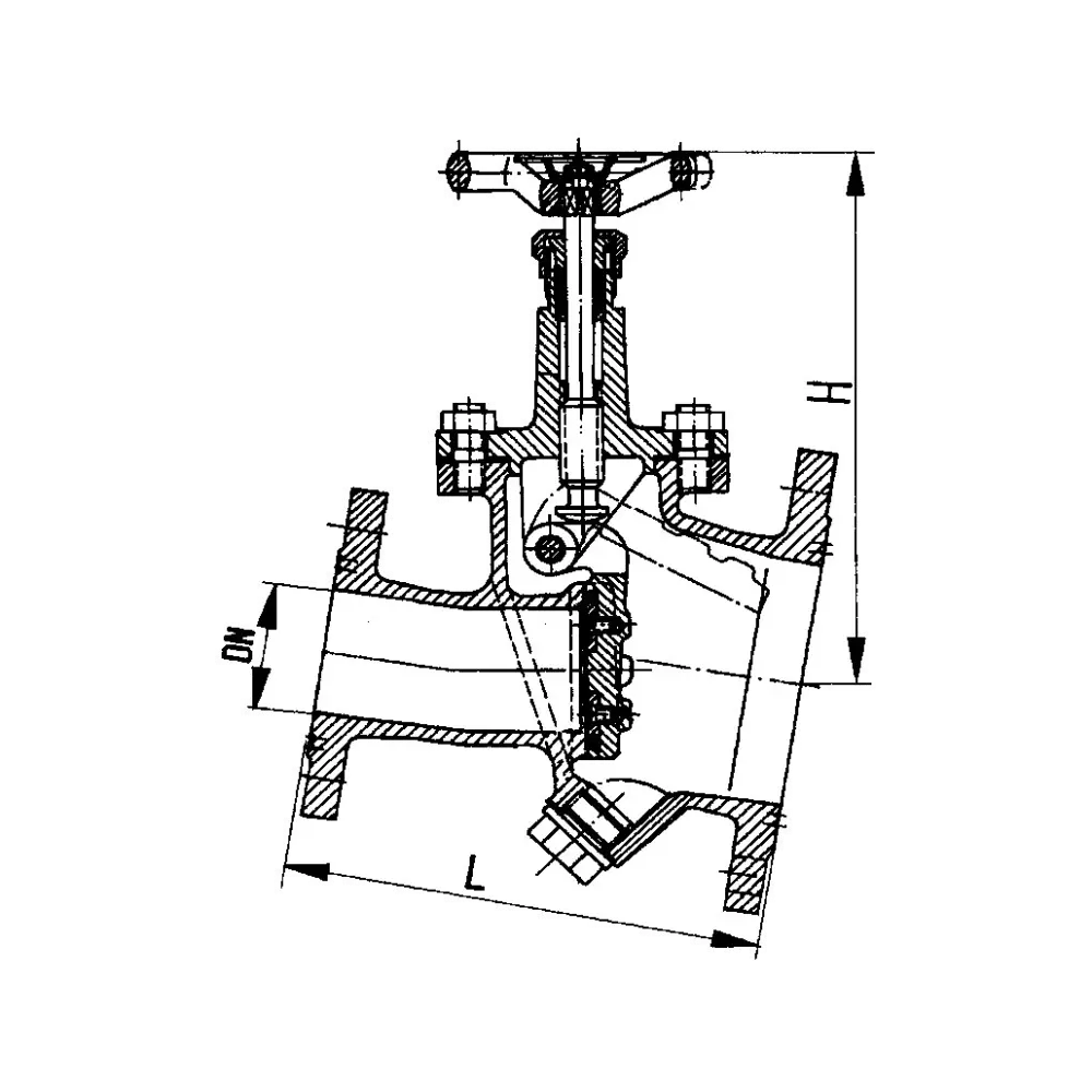 захлопка фланцевая проходная горизонтальная DN 50 PN 1