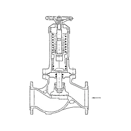 Фото товара клапан фланцевый проходной с сервоприводом прямого действия DN 100 PN 6 вид спереди
